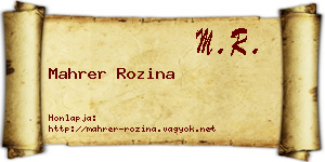Mahrer Rozina névjegykártya